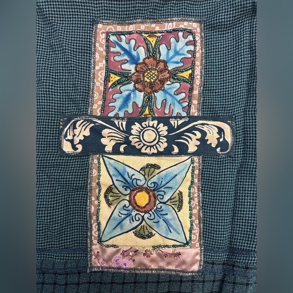 Vintage 90s Y2K Faith Unique Mixed Patchwork Boho Beaded Button Up Blazer Jacket - Picture 6 of 10